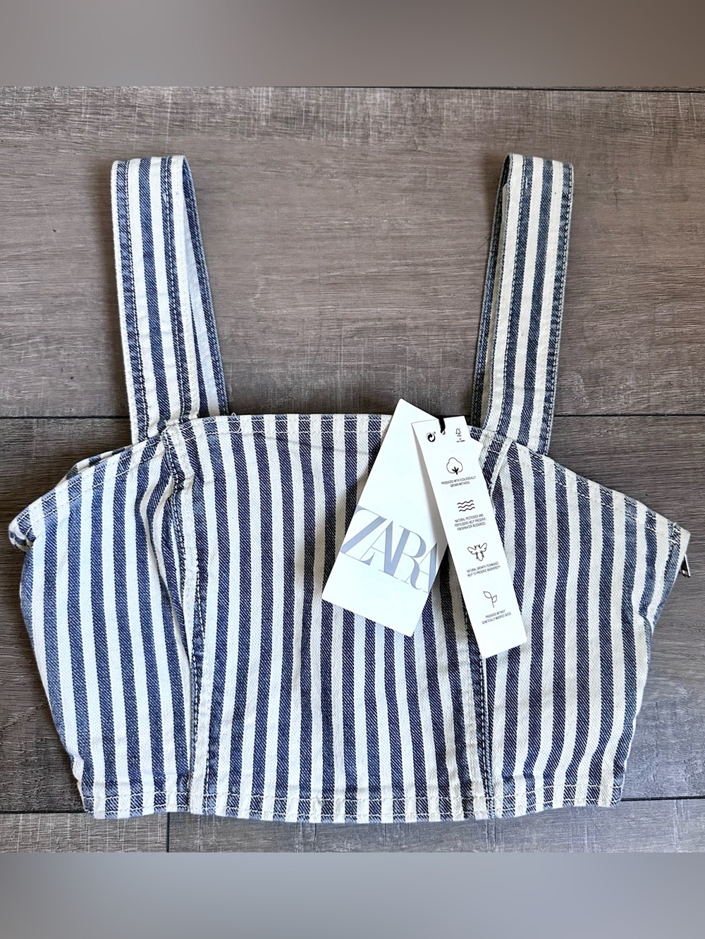 Zara NWT Bustier Crop Top Striped Women’s XS Coastal Cottagecore Summer